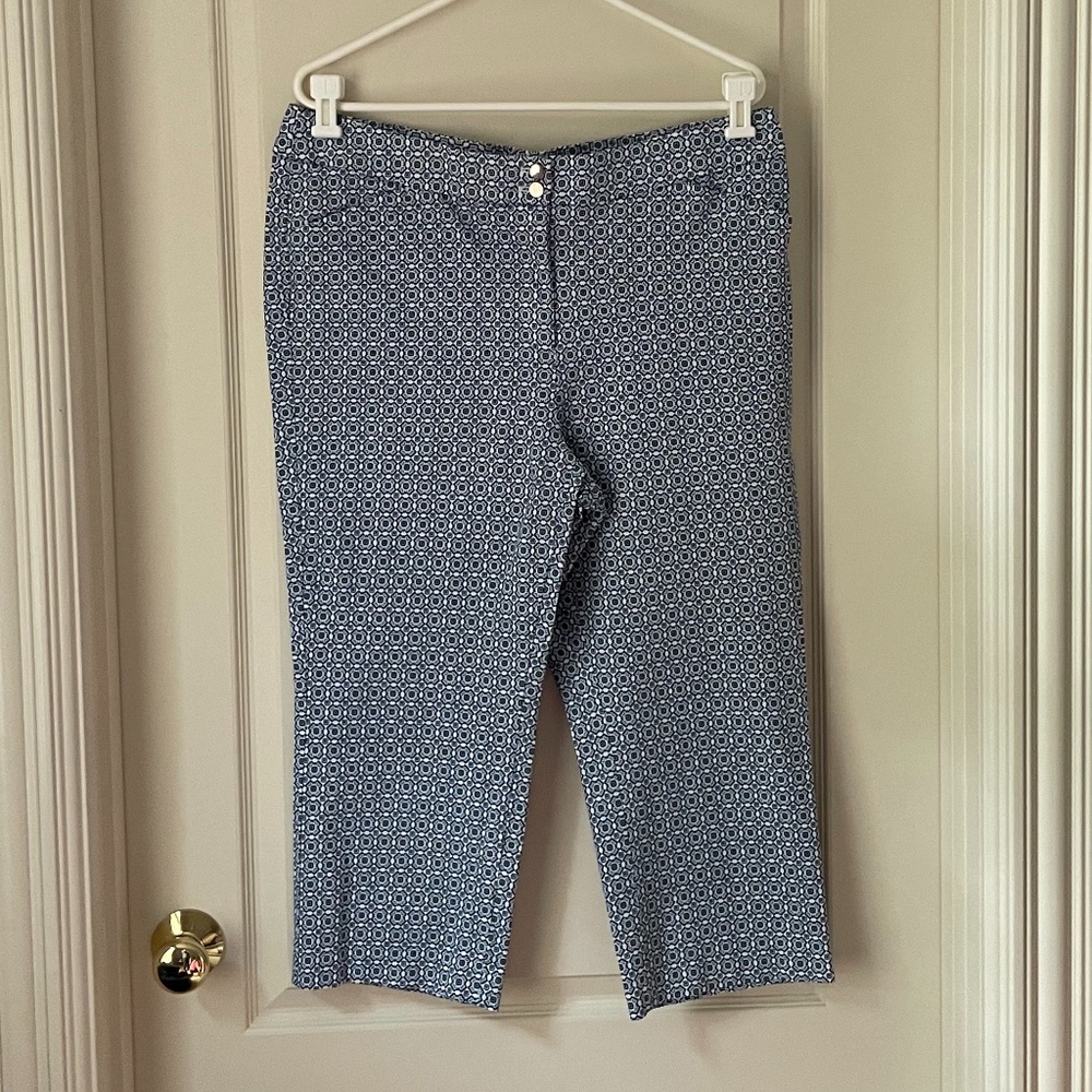 Chico's Blue Patterned Cropped Pants Size 3